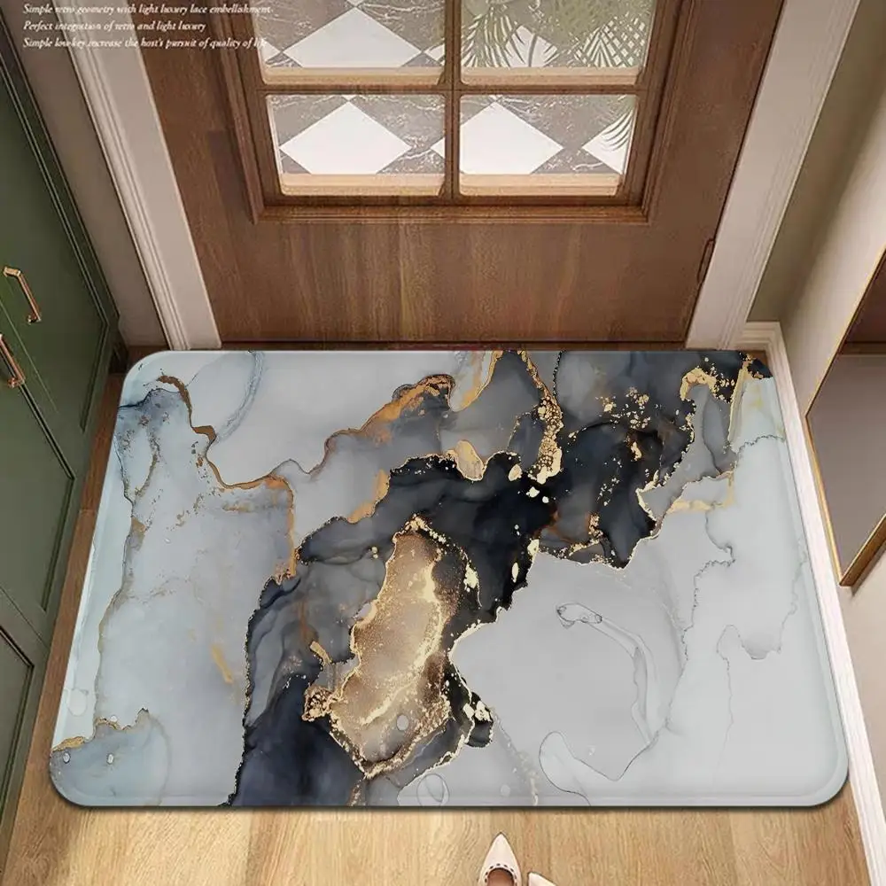 Fashion Marble Floor Mat Non-Slip Laundry Room Mat Laundry Decor Balcony Child Living Room Bedside Mats