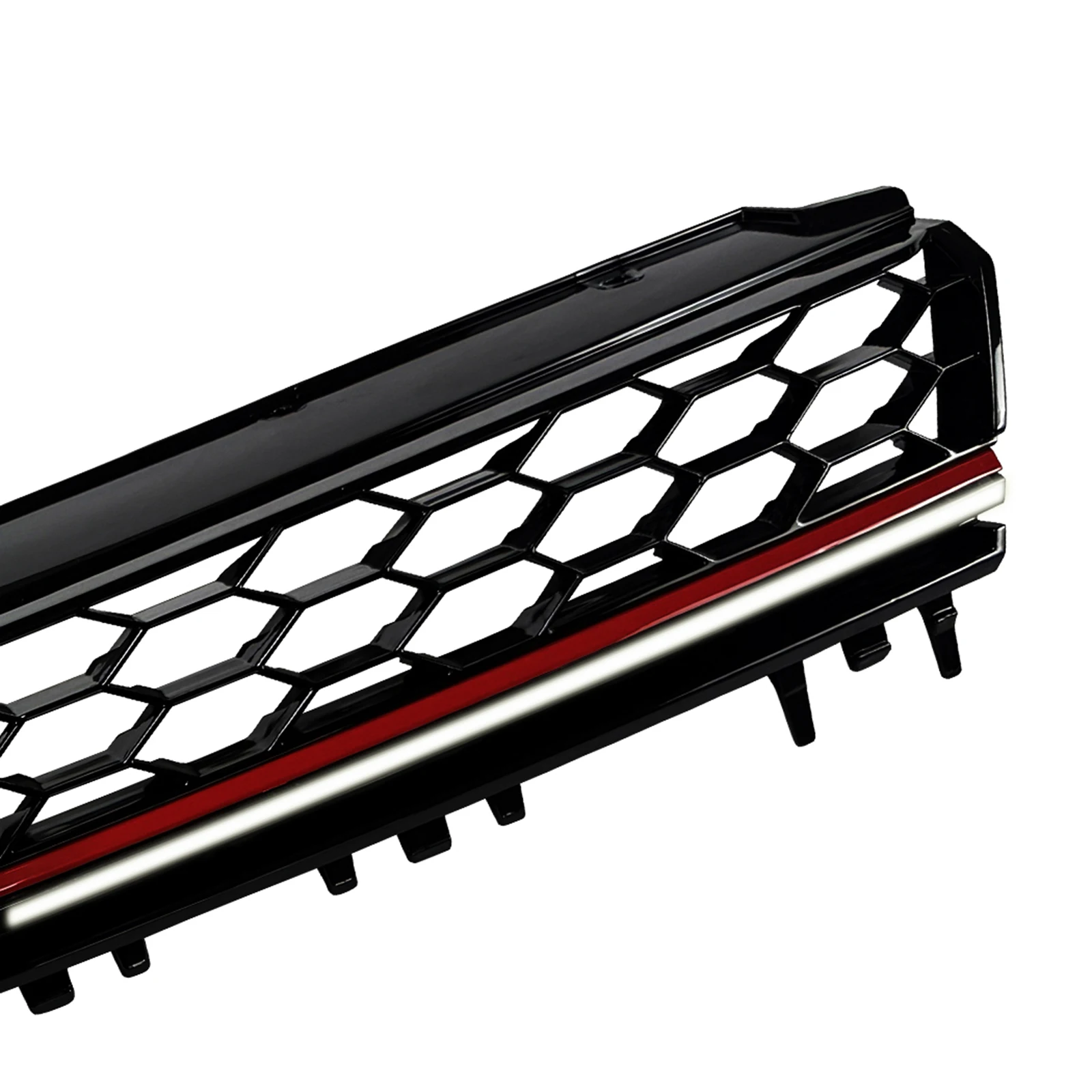 Racing Grill Front Grille Mesh Grid Upper Bumper Hood Cover Trim For Volkswagen VW Golf 7 MK7 GTI 2013-2016 Gloss Black view 3