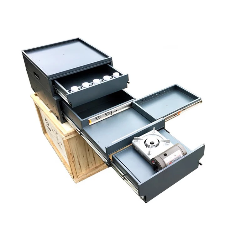 Travel food truck with modified bed Mobile kitchen Portable kitchen Cooking set Multifunctional kitchen storage box