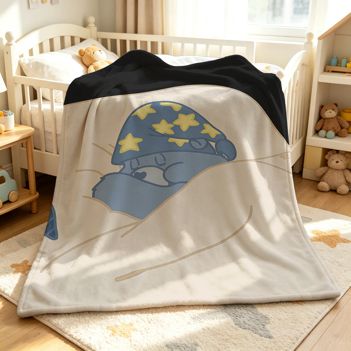 Sleepy Bear Flannel Blanket Warm Soft Halloween Christmas Couch Warm Cozy Decorative Decor Gift for All Season