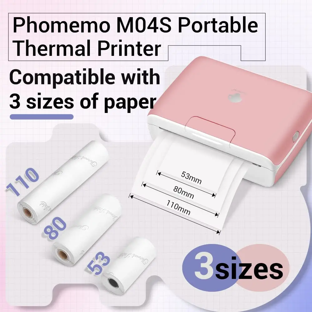 Phomemo M04S Bluetooth Thermal Printer 304dpi Photo Printer Portable Pocket Printer for Study Picture Document Printing