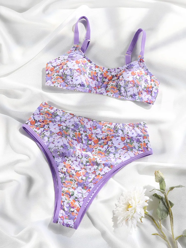 

Miyouj Push Up Bathwear Sexy Beachwear High Waist Swimsuit New Biquinis Printed Bikini Sets Women's Swimwear High Cut Swimsuits