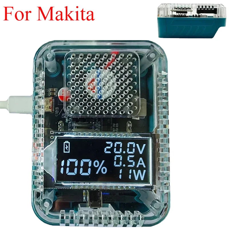 Digital Adapter USB Type-C Battery Charger Power Supply 140W PD3.1 Bidirectional Charge/Discharge for Makita Li-Ion Batteries