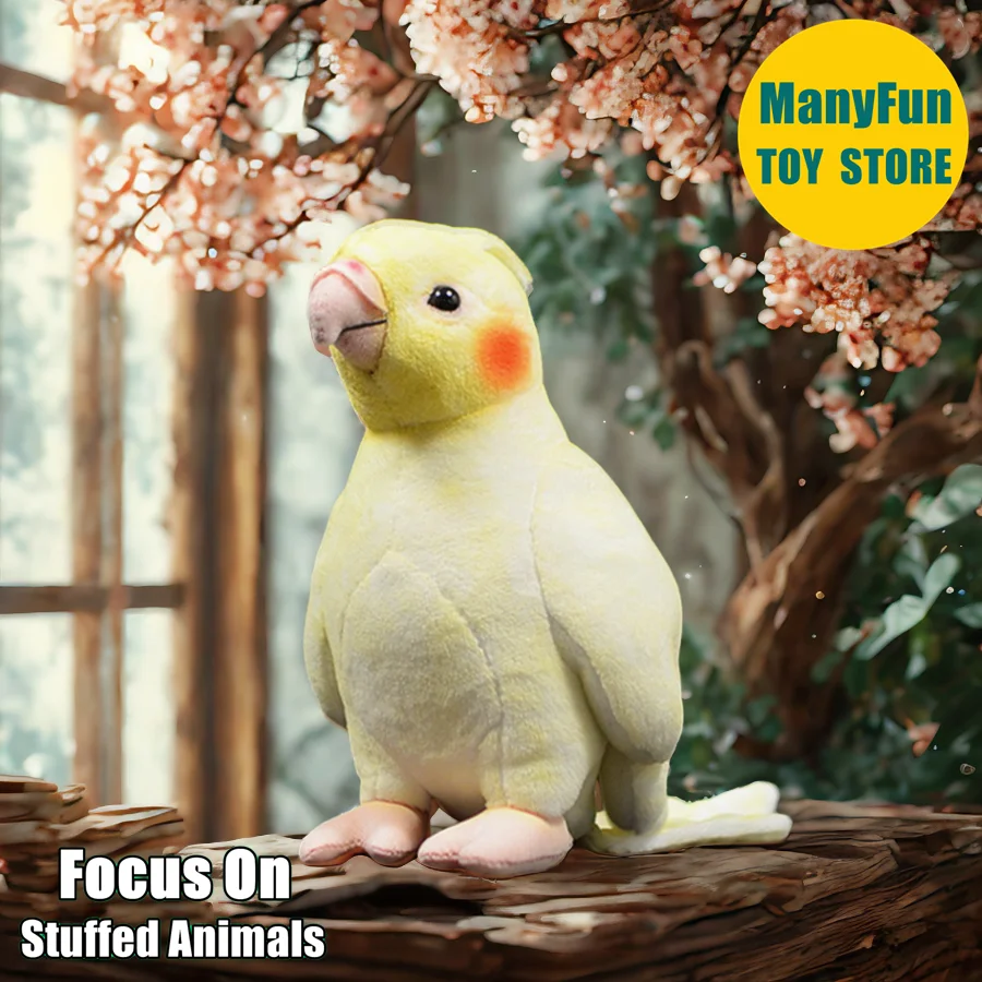 

Lutino Cockatiel Plush Toy - Realistic Yellow Parrot Stuffed Animal, Lifelike Bird Plshie Simulation Gift for Bird Lovers