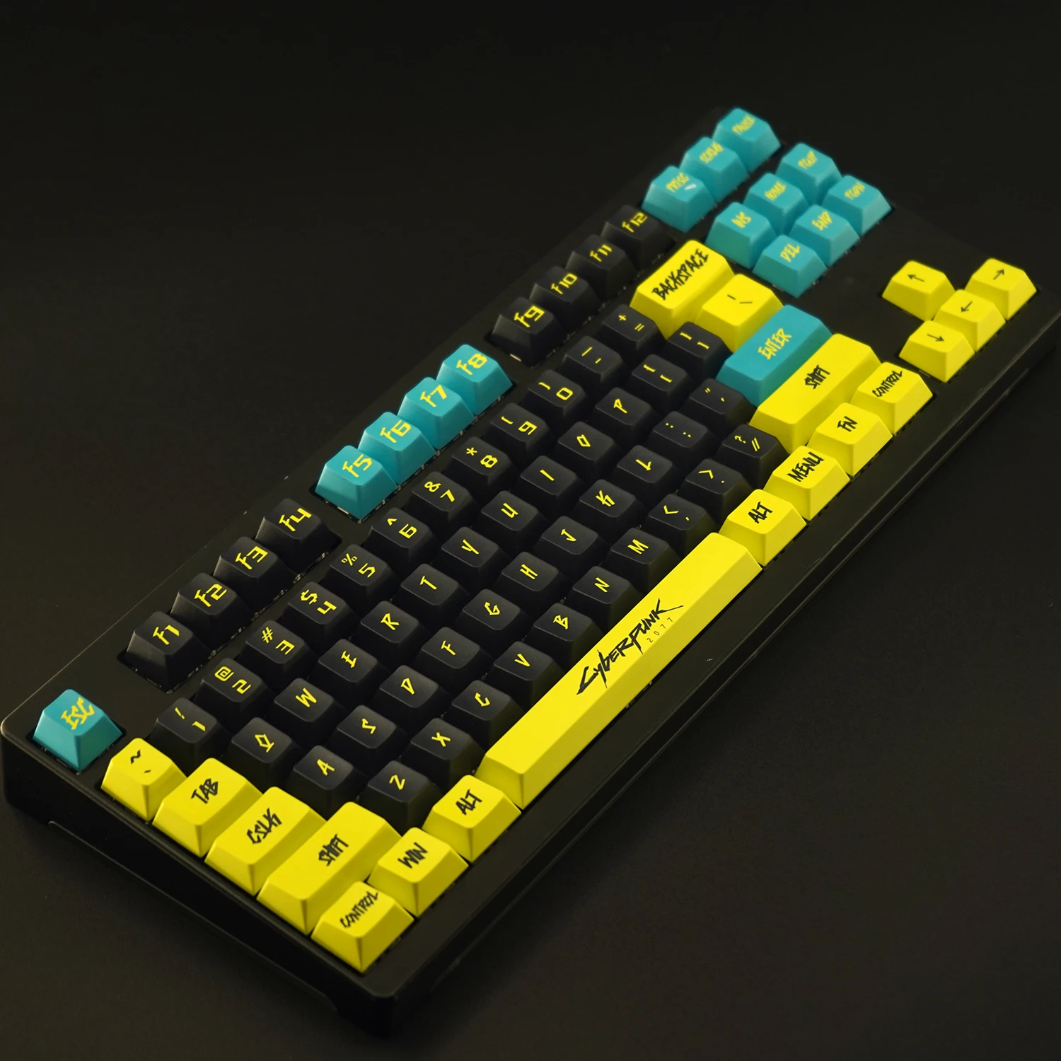 NPKC PBT Keycaps Set Black Yellow Blue Cool Keycap 120key Cherry Dye-sub Key cap for Mechanical Keyboard MX Switch Key caps