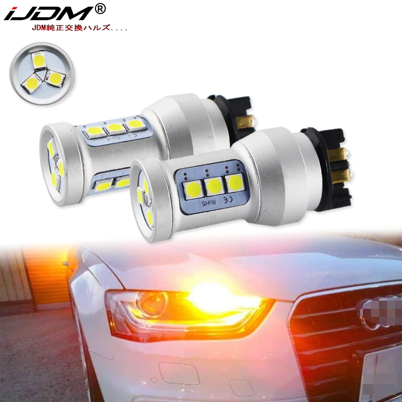 

iJDM PW24W LED Amber Yellow Error Free PWY24W LED Bulbs For Audi A3 A4 A5 Q3 VW MK7 Golf CC Ford Fusion Front Turn Signal Lights