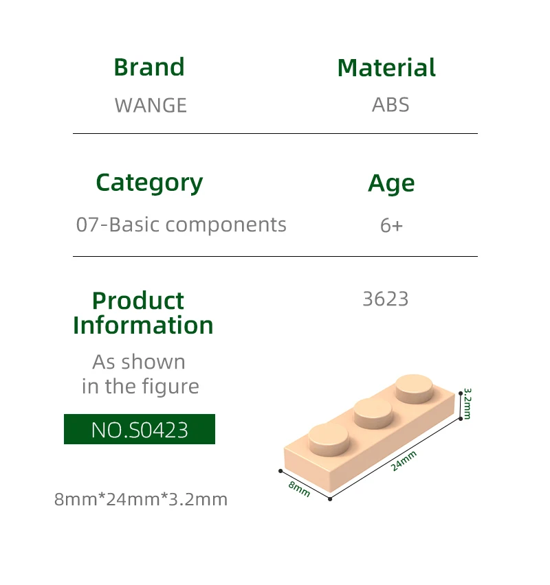 Wange 3623 100g/201Pcs 1x3 Basic Compatible Small Particle Building Blocks Construction Assembly Educational Toy Bulk Gift Box