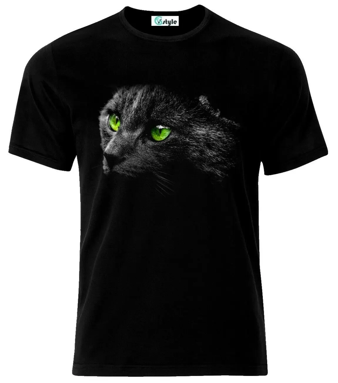 

Green Cat Eyes In The Dark T-Shirt. Summer Cotton Short Sleeve O-Neck Mens T Shirt New S-3XL