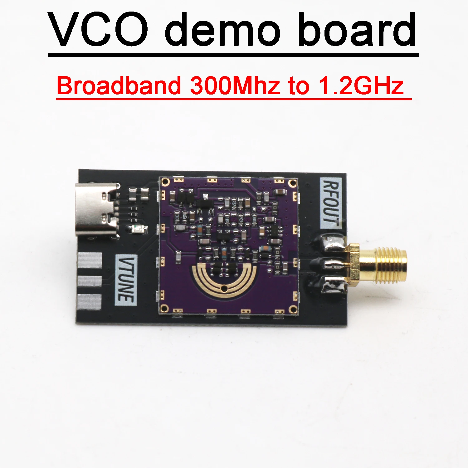 

Широкополосная радиочастотная демо-плата VCO, 300 МГц ~ 1,2 ГГц, управляемый напряжением генератор, источник сигнала 433 МГц, 868 МГц, 915 МГц, радиосвязь