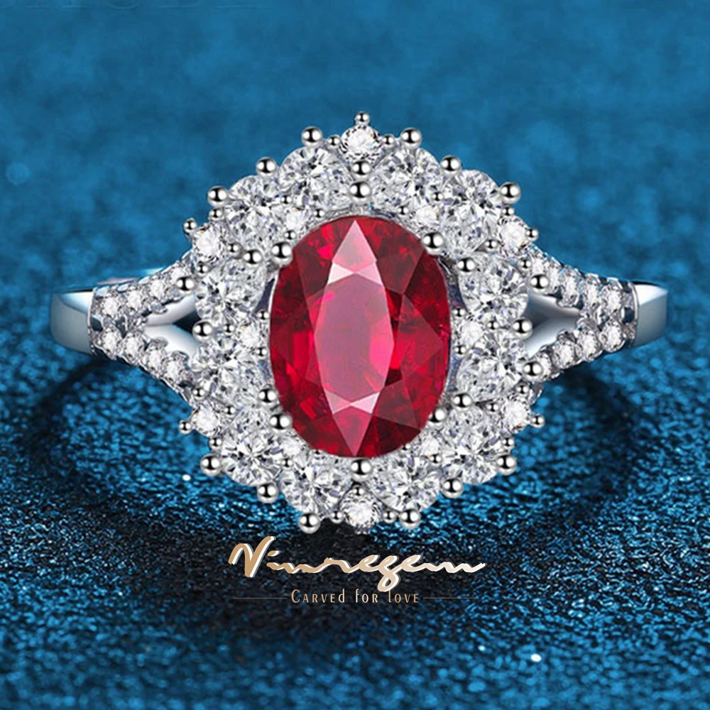 

Vinregem 6*8 мм овальной огранки с рубиновым сапфиром, изумрудный драгоценный камень, кольцо из 100% стерлингового серебра 925 пробы для женщин, ювелирные изделия, подарки для свадебной вечеринки