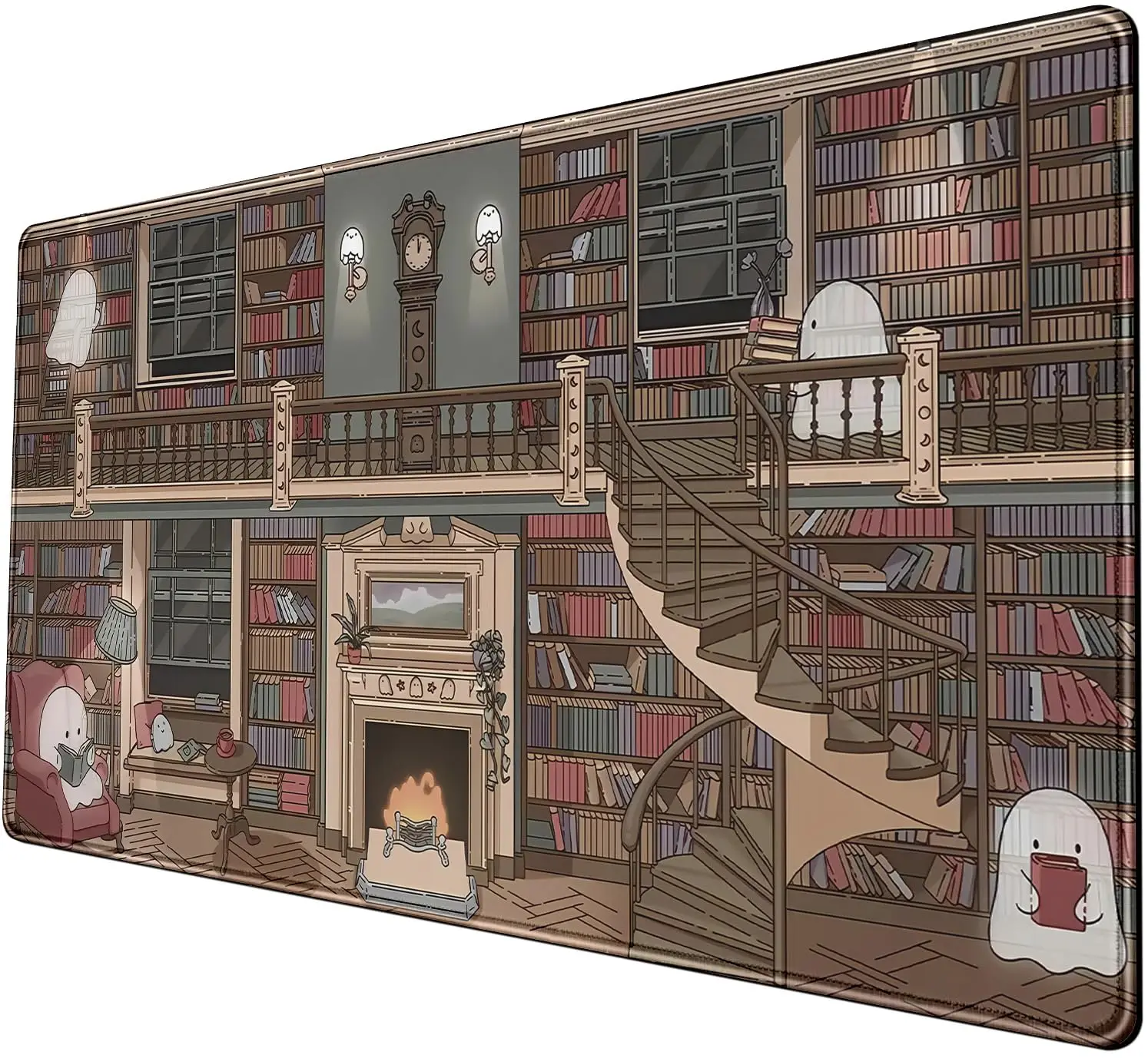 

Ghost Library Pattern Desk Pad, Vintage Bookshelf XXL Mouse Pad,Non-Slip Waterproof Gaming Mouse Pad, Suitable for Work and Play