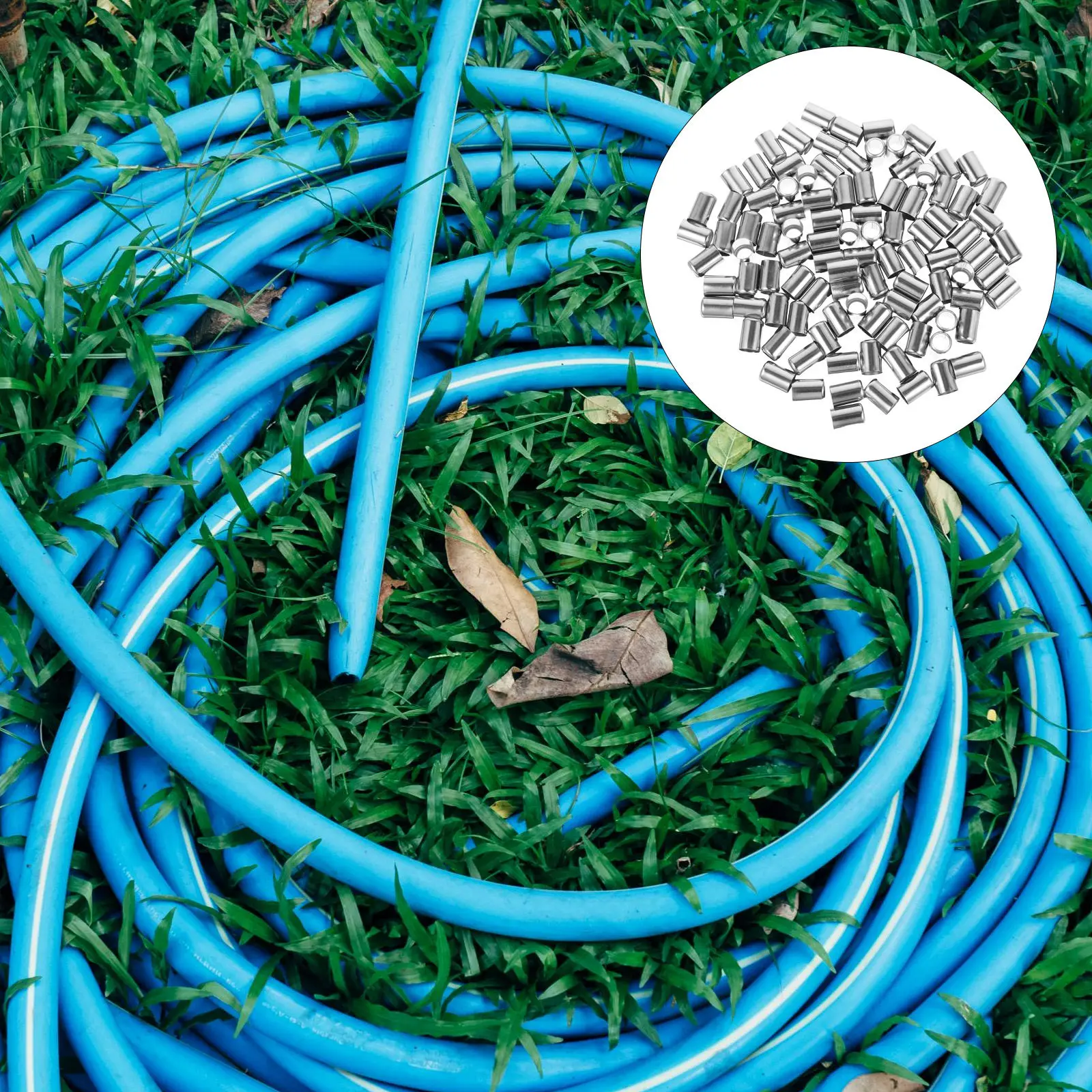 100Pcs Stainless Steel Pipe Sleeve Ferrules High Pressure Hydraulic Hose Fittings Compression Crimping Sleeves Connector Tools