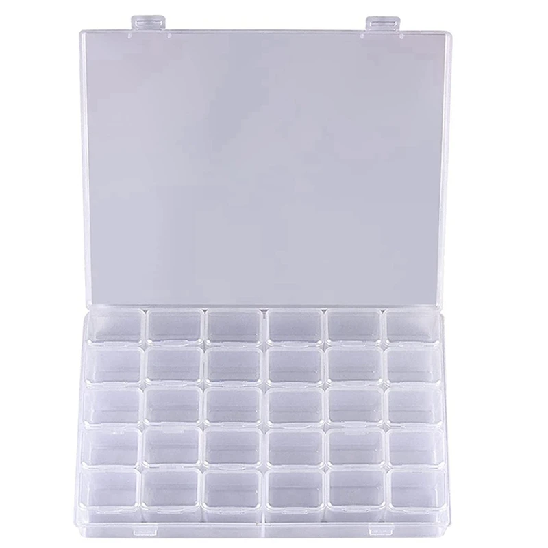 

2X 30 Grids Large Diamond Painting Storage, Tools Containers Plastic Bead Organizer Diamond Embroidery,Box Only