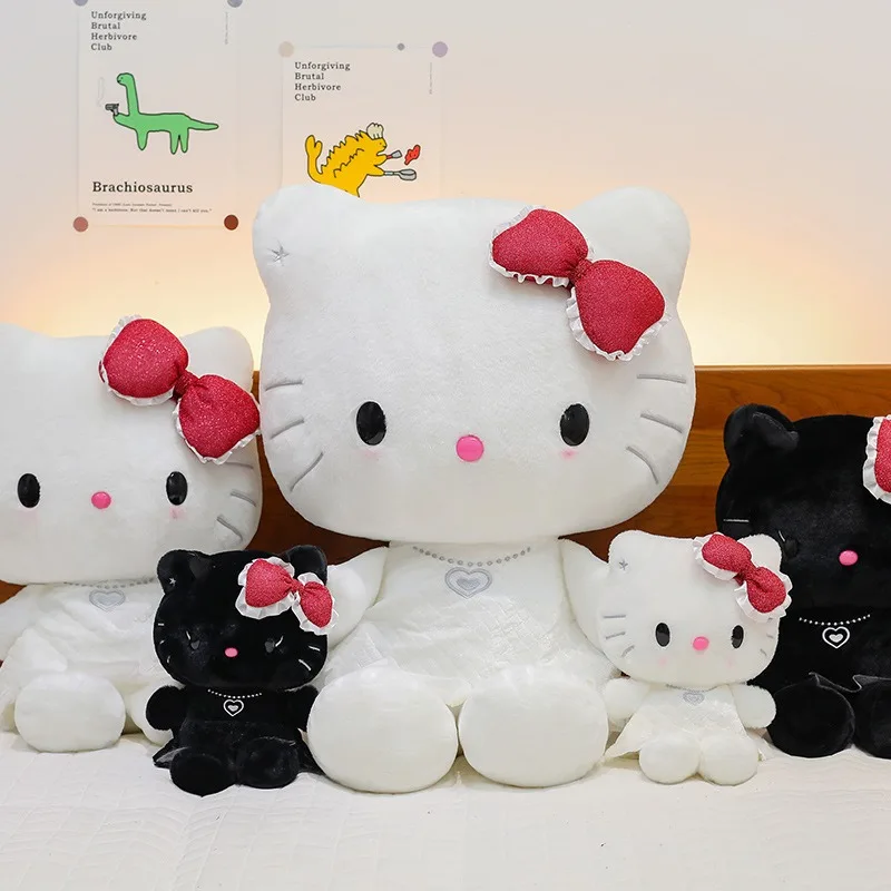 Sanrio Kawaii Angel and Devil Hello Kitty Plush Toy Stuffed Doll Cute Kids Birthday Gift for Children Soft Cuddly Anime Figure