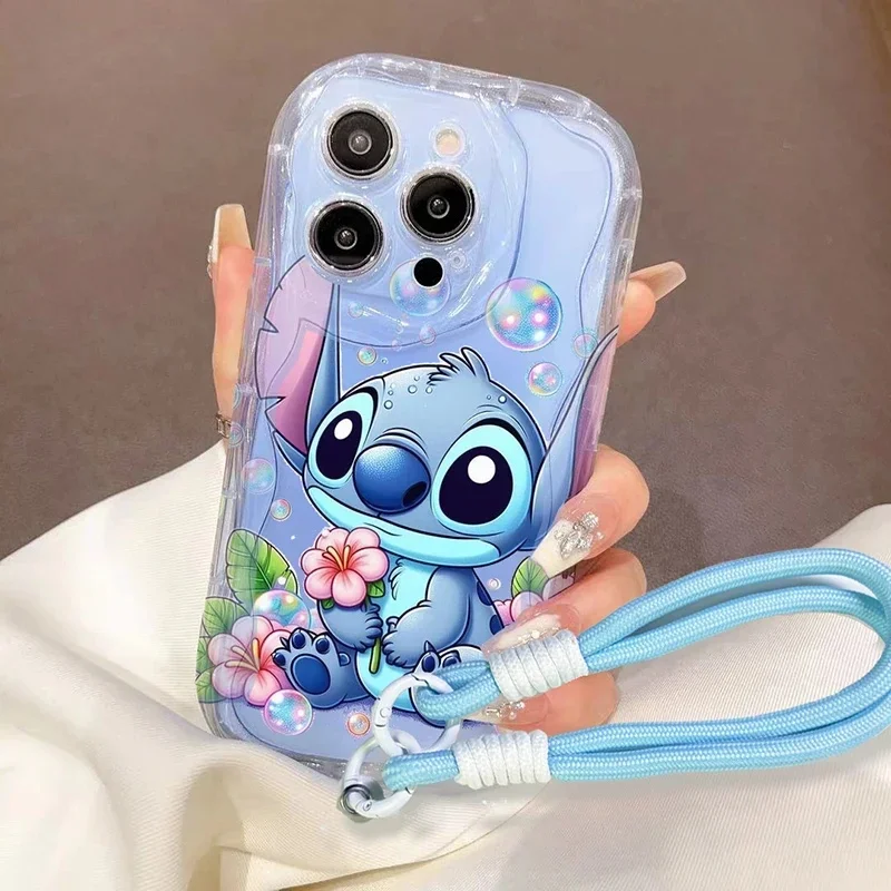 Stitch Lanyard Case For Infinix Hot 50 30i 40i 30 Play Note 30 40 50 Pro Plus GT 30 Pro Smart 9 8 7 Tecno Spark 20 20C Cover