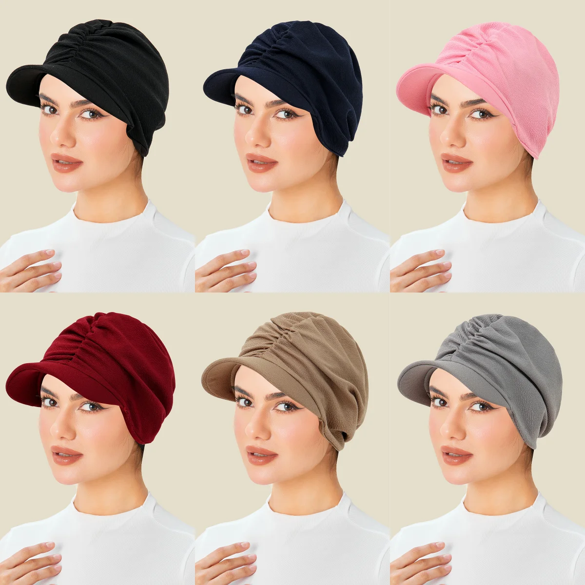 

2025 New Wide Brim Headwraps Hat for Women Muslim Turban Cap Multicolor Pullover Bonnet Travel Beanies Sun Hat Hair Loss