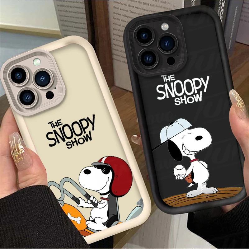 Cartoon S-Snoopys TPU Case for iPhone 16 15 14 13 12 11 Pro Max XS X XR 8 7 6S Plus SE 2020 Soft Silicone Protector Back Cover