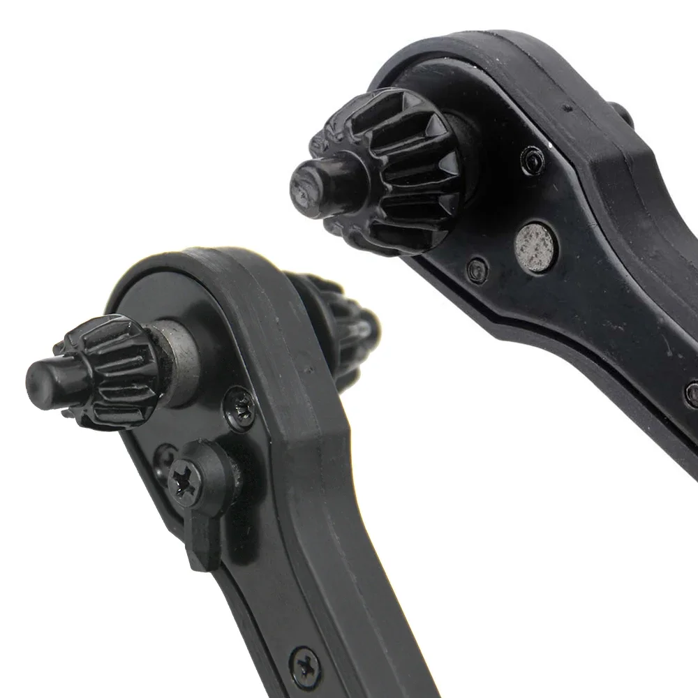 Black Dual-Use Ratchet Drill Chuck Key Wrench 12.8mm/17.2mm Two-In-One Tool for Home Improvement