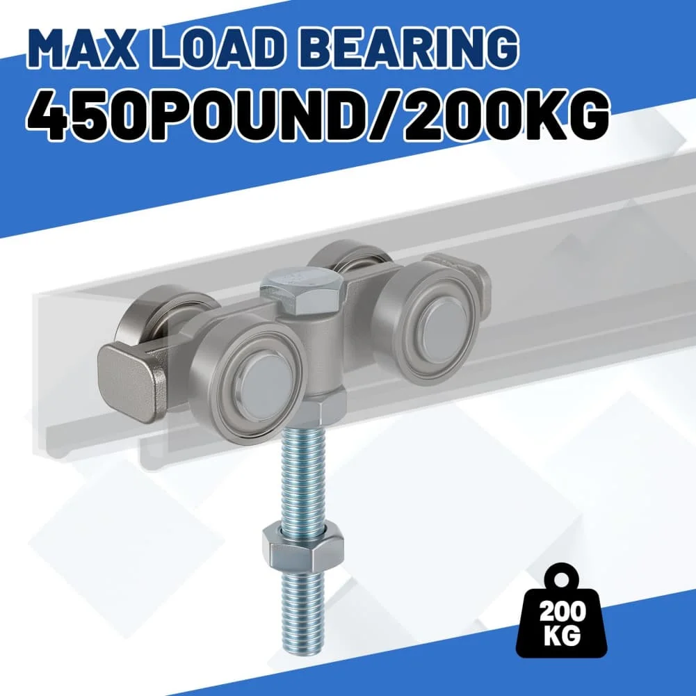 4 Wheel Silent Trolley Assembly Rollers Galvanized Steel For Barn Door Sliding Garage Door Strut Hardware Tools