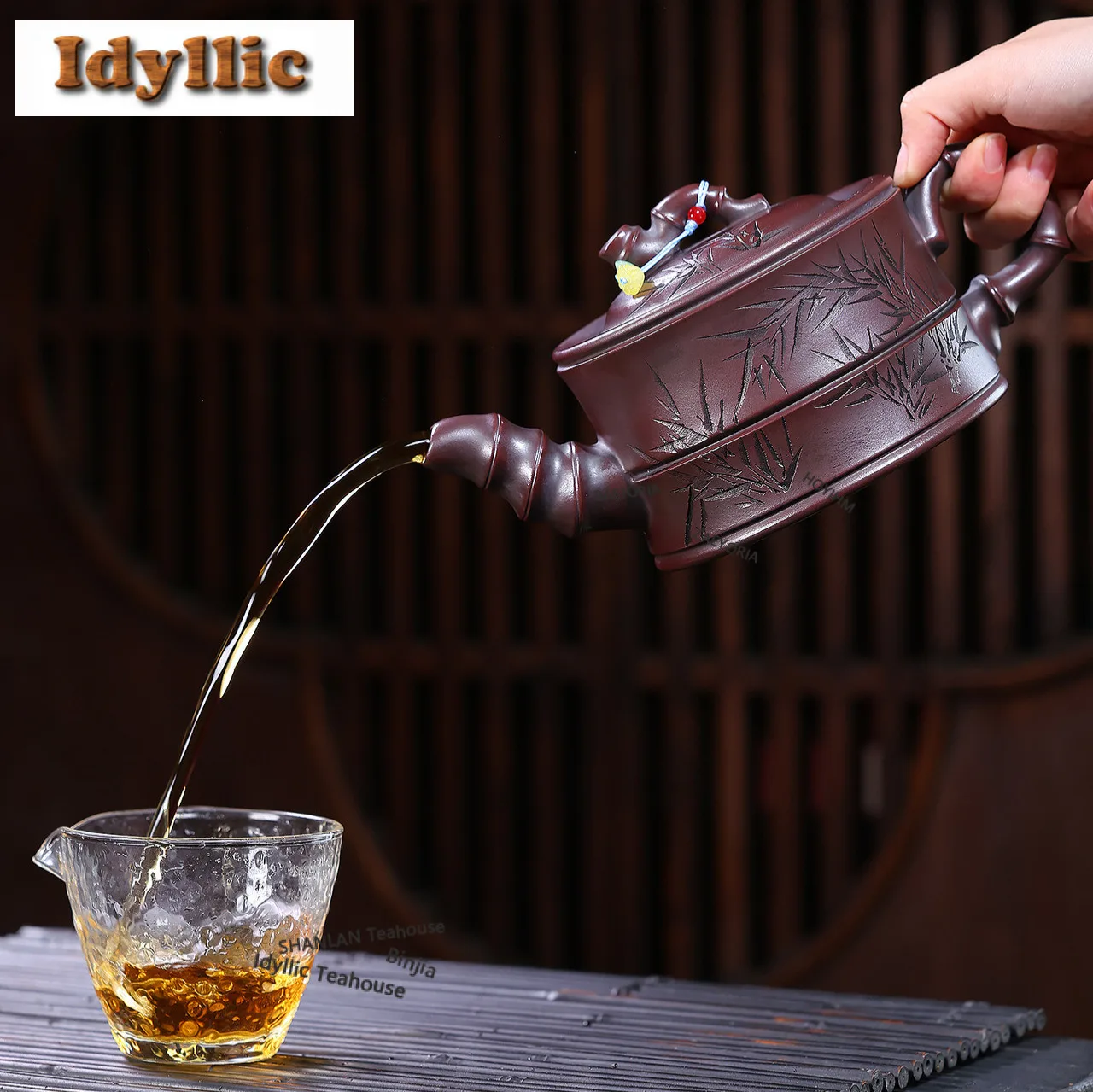 760ml Ancient Yixing Purple Clay Teapots Famous Master Handmade Bamboo Shadow Pot Raw Ore Bronze Mud Kettle Zisha Tea Set Gift