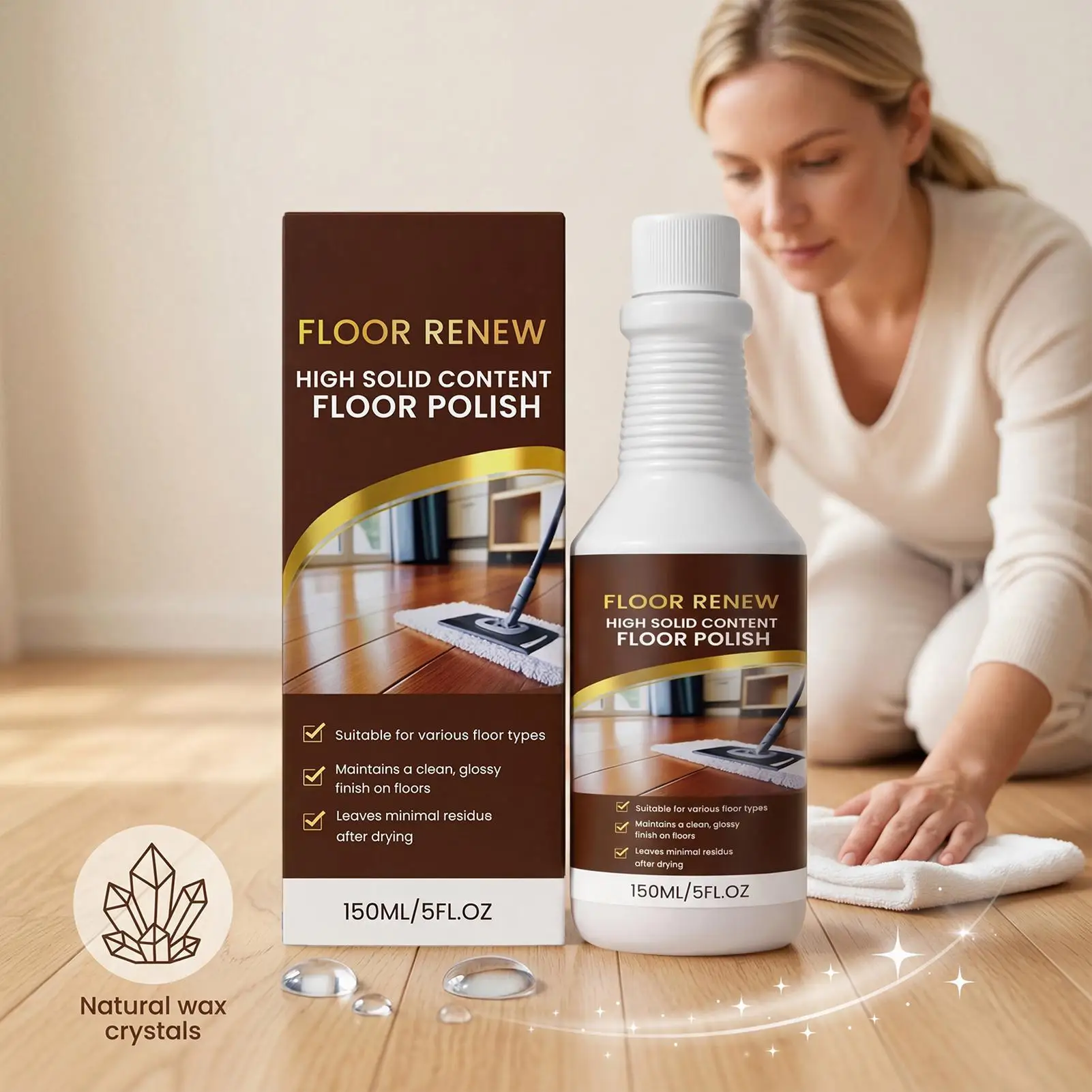 150ml Floor Care Agent Wooden Floor Restorer Scratch Repair Long-Lasting Gloss Protective Coating for Wood Floors