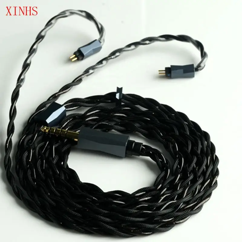 

XINHS P07 4Core Black Veil Single Crystal Copper Gold Plated Alloy Copper HIFI Earphone Upgrade Cable, 2Pin/MMCX to 3.5mm/4.4mm