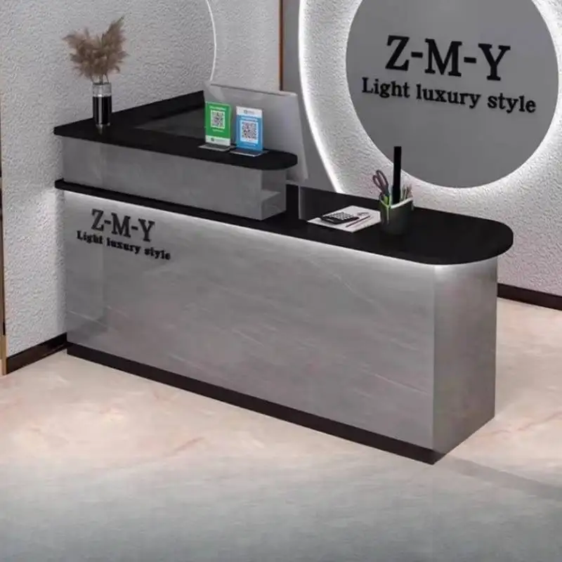 مكاتب استقبال للتخزين العتيق، مكاتب استقبال ذات أدراج كلاسيكية باللون الأسود، أثاث استقبال صغير من الخشب الصلب