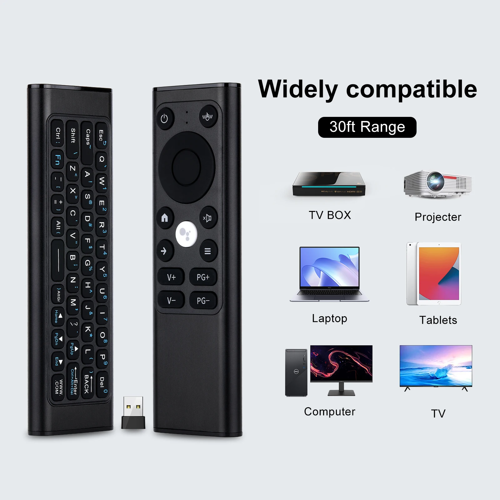 iPazzPort Mini Keyboard 2.4G&Bluetooth Wireless Universal TV Remote Keyboard with Air Mouse and IR, Rechargeable,Aluminum Alloy