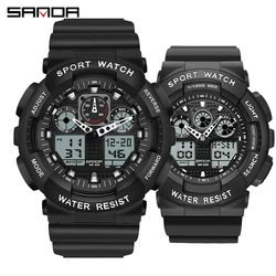 SANDA-reloj deportivo multifuncional para hombre y mujer, pulsera electrónica de cuarzo con doble movimiento, resistente al agua, luminosa, a la moda