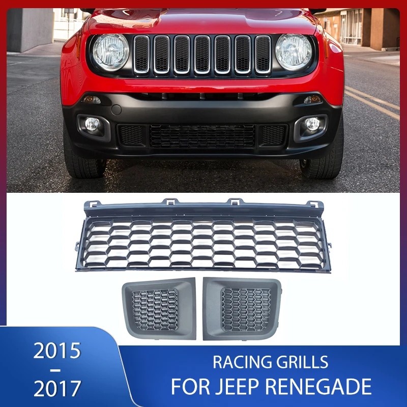 

Передний бампер автомобиля, гоночные решетки, рамка для Jeep Renegade 2015 2016 2017, 735618579L 735618580R 5XB62LXHAA 5XB63LXHAA