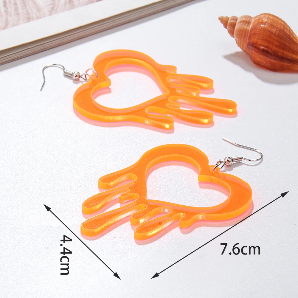 Valentine\'s Day Earings 2024 Spring Trend Heart Acrylic Earring Color Statement Earrings Clear Drop Earring for Women Girls