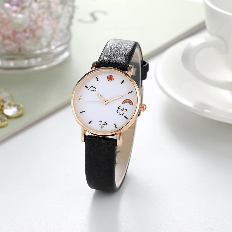 Nowe mody kwarcowy pasek skórzany damski zegarek pogoda osobowość projekt dziewczyny kolor watch14