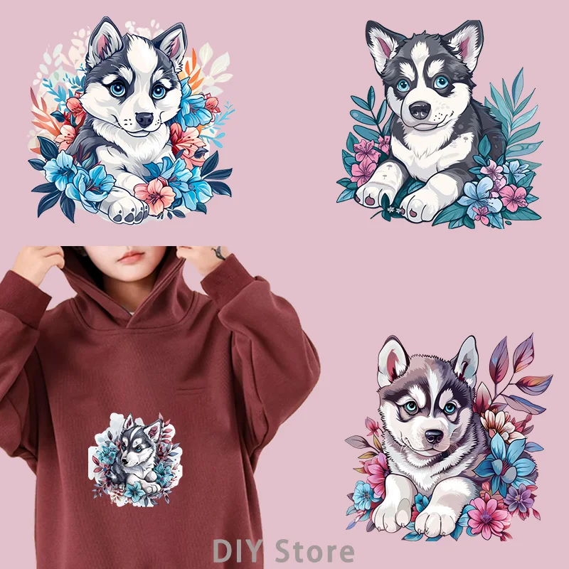 lovely Blue eyes Husky dtf Heat Transfer iron on transfer for clothing transfers ready to press Heat Transfer On Clothes.