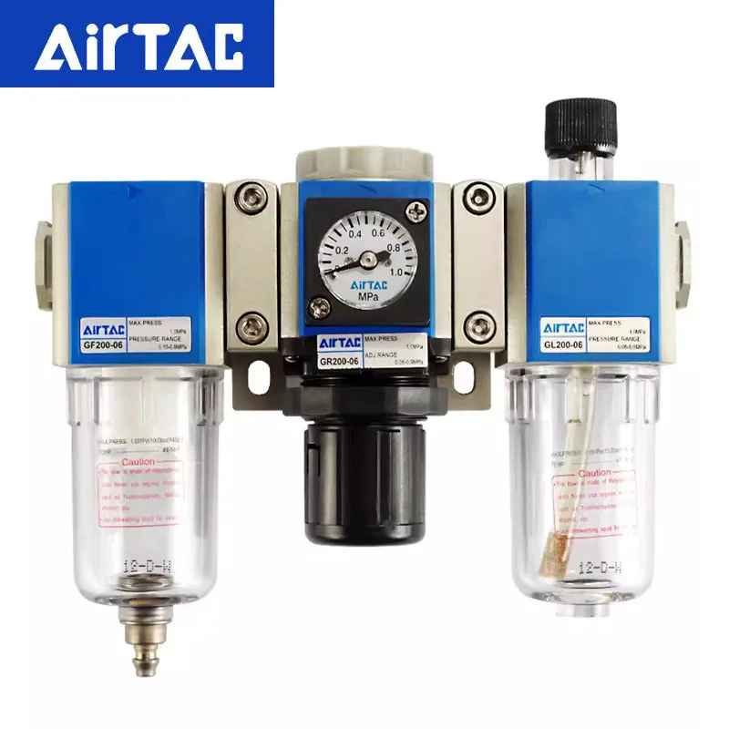 AirTAC Original Pneumatic Triple Pressure Regulating Valve Filter Oil Mist Separator GC200-06/GC300-10/GC400-15/GC600-20