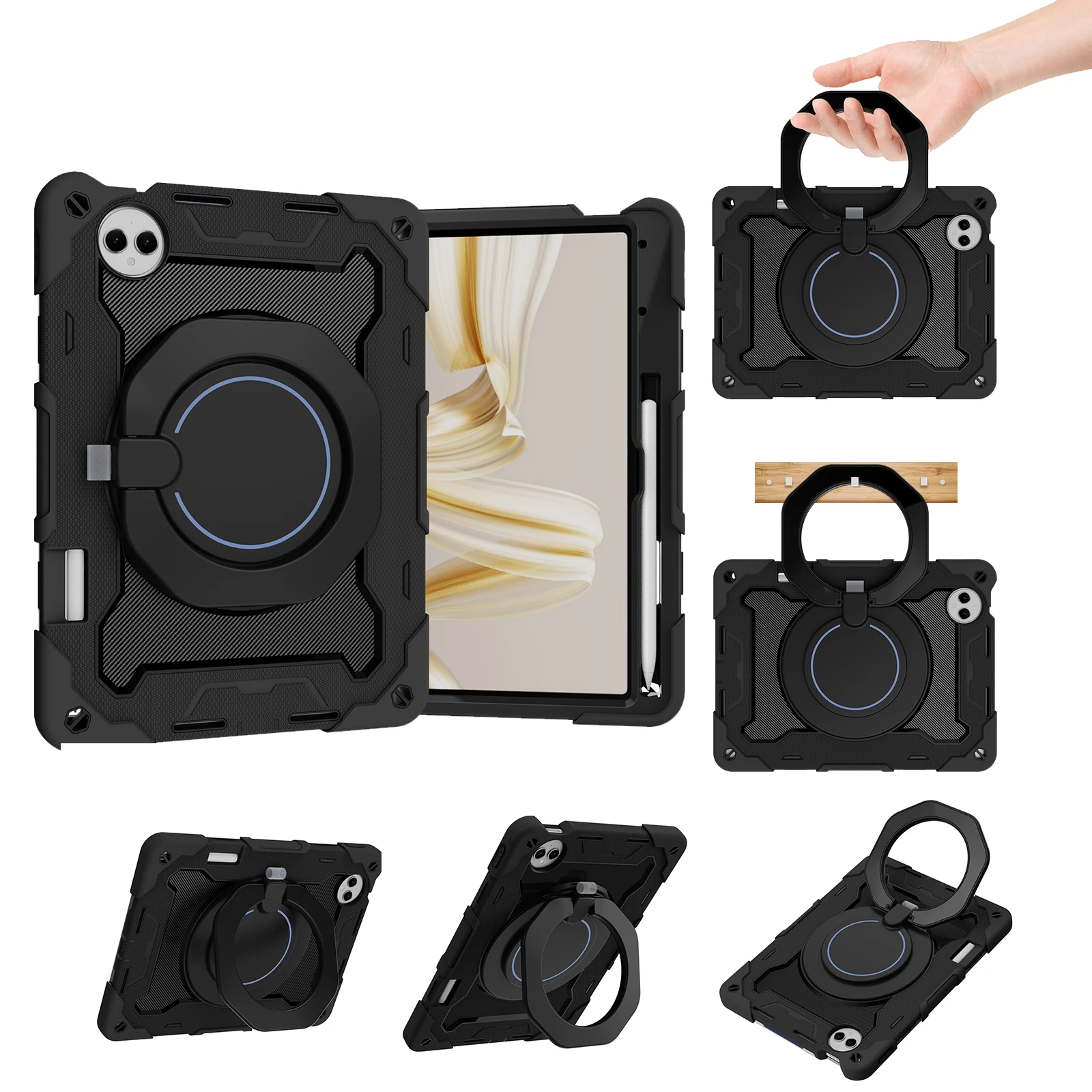 Rotating Stand Case Universal For Huawei MatePad Pro 12.2 2025 2024 12.2 inch Heavy Duty Armor Cover With Handle Grip Shockproof