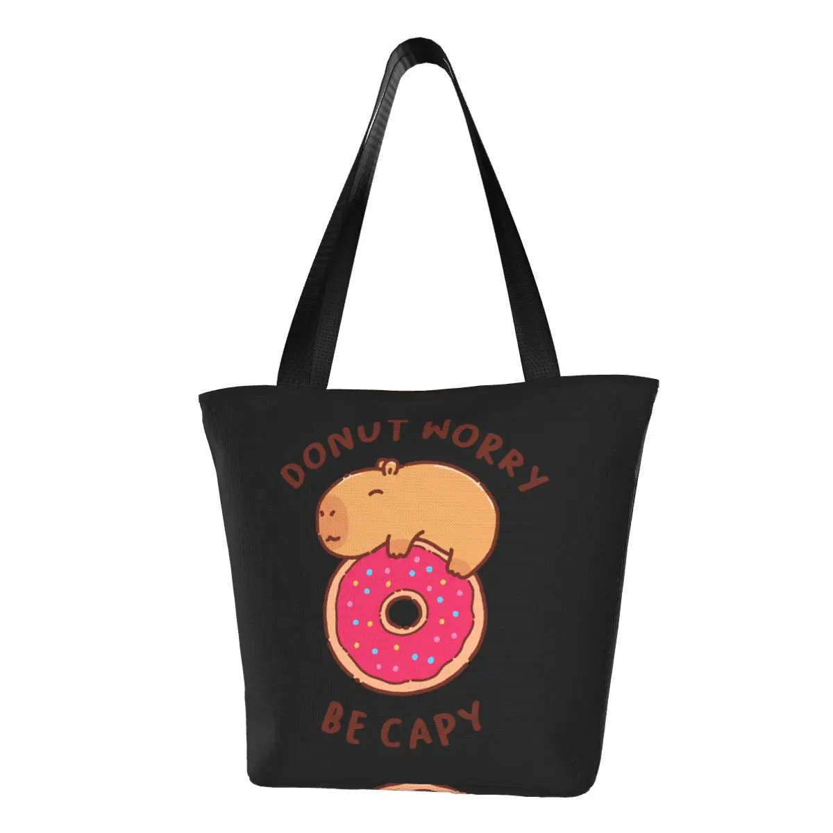 

Изготовленная на заказ капибара на пончике, продуктовая сумка для покупок, холщовая сумка-тоут с забавным принтом, большая вместительная портативная сумка