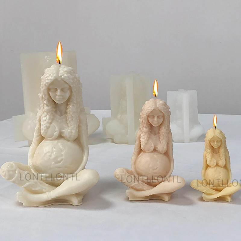 Western Historical Figure Statue Mother of Earth Gaia Candle Silicone Mold Handmade Soap Plaster Resin Candle Making Kit Tools