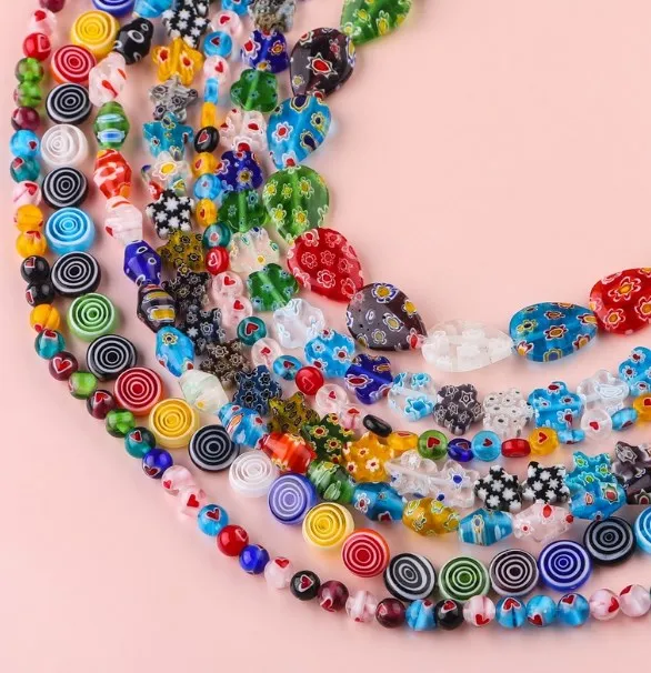 Flowers Colored Glaze Plum Love Scattered Beads Glass Round DIY Beading Materials Hand Necklace Accessories