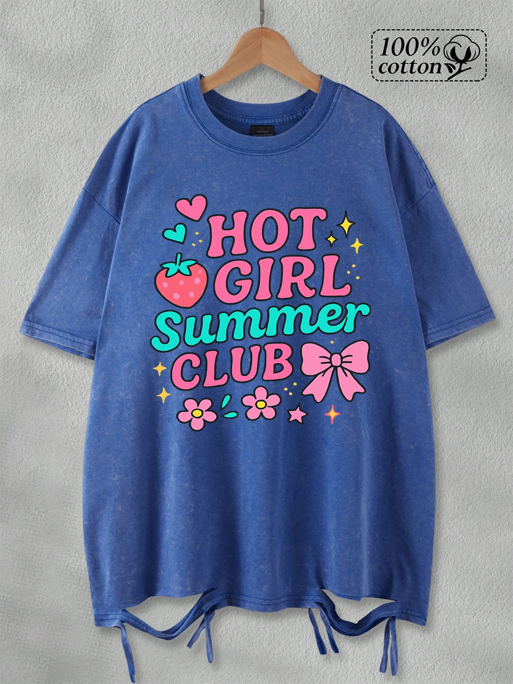 

Oversized Washed T-Shirts Women Cotton Hot Girl Summer Club Print T Shirt Hip Hop Comfortable O-Neck Tops Vintage Woman Clothes