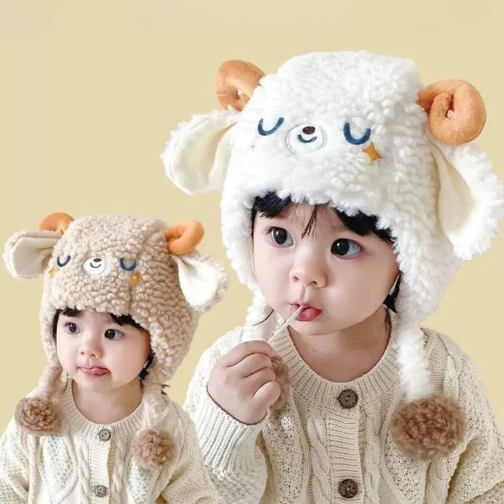 

Детская зимняя шапка, толстая теплая шапка в форме шапки для мальчиков и девочек, милая плюшевая шапка с наушниками для новорожденных, зимние подарки