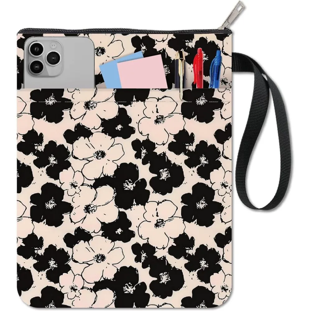 Flower Book Covers Book Protector Book Sleeve for Paperbacks Washable Fabric Cloth Book Cover with Zipper and Extra Sleeve