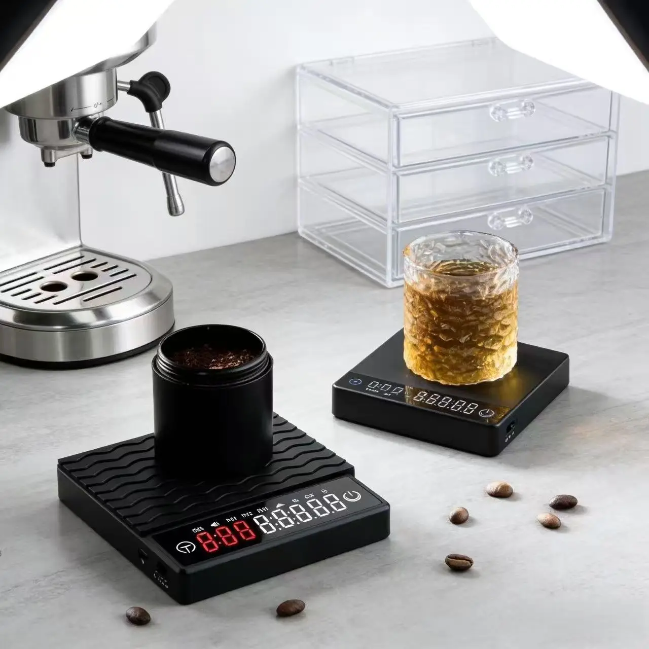 Black Mirror Pour Over Coffee Scale Espresso Scale,Flow Rate, Auto Timer,Ratio, 3 Brewing Modes, 2kg Capacity view 3