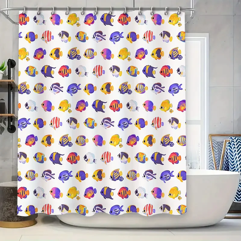 

Bathroom Shower Curtain Tropical Ocean Fish Pattern Waterproof Decor Liner Home Fabric