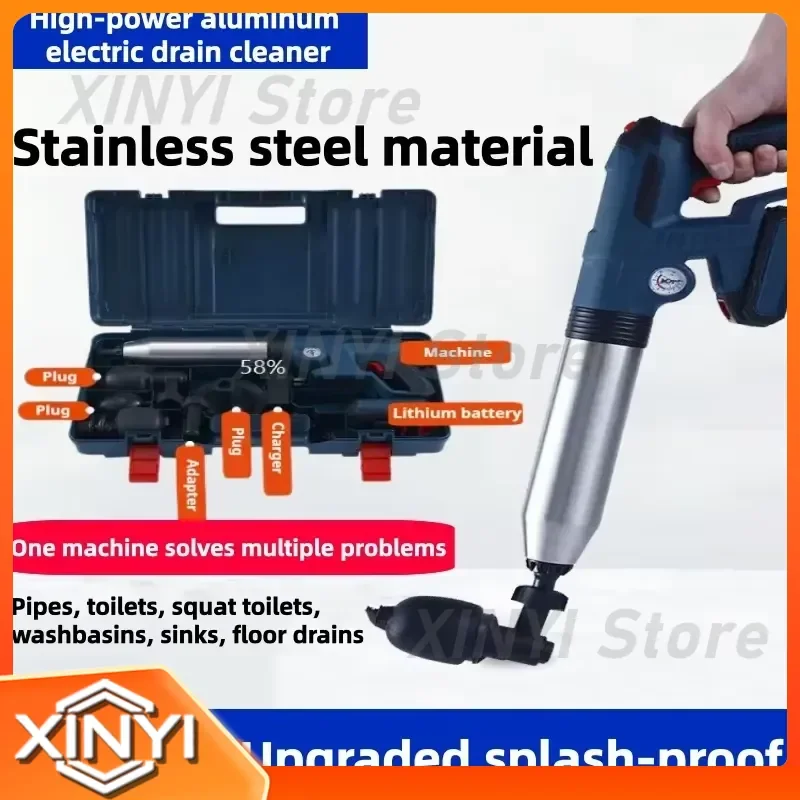 for Electric Battery Powered Drain Cleaner Multi Functional Dredging Tool with Replaceable Nozzles and Storage Case Included