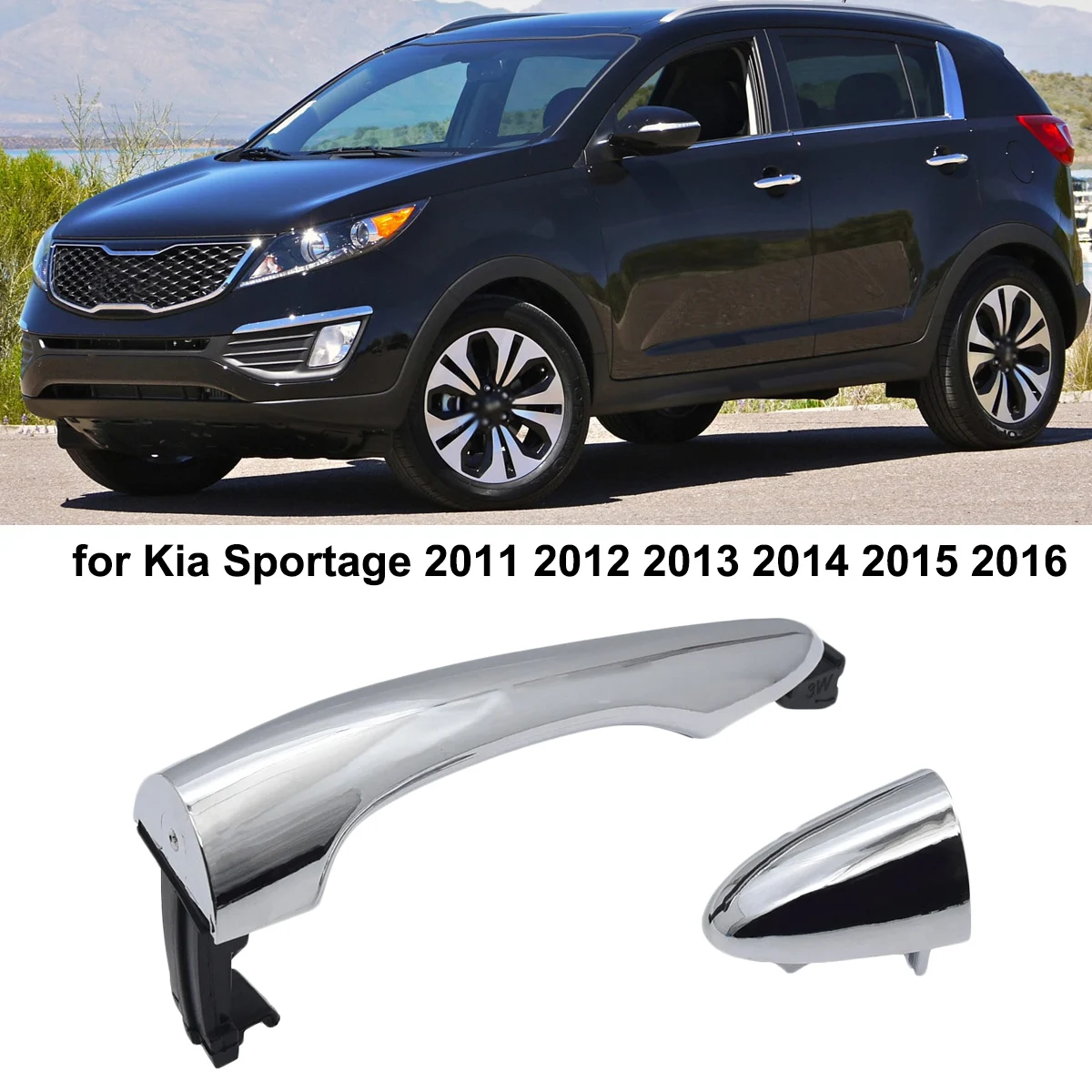 Car Rear Left Right Outside Exterior Chrome Door Handle 83651-3W000 83661-3W000 for Kia Sportage 2011 2012 2013 2014  2015  2016
