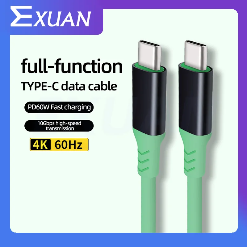 Dual-head typec to type-c data Cable Full-Featured One Line Through the Screen Cast Portable Monitor Video Cable