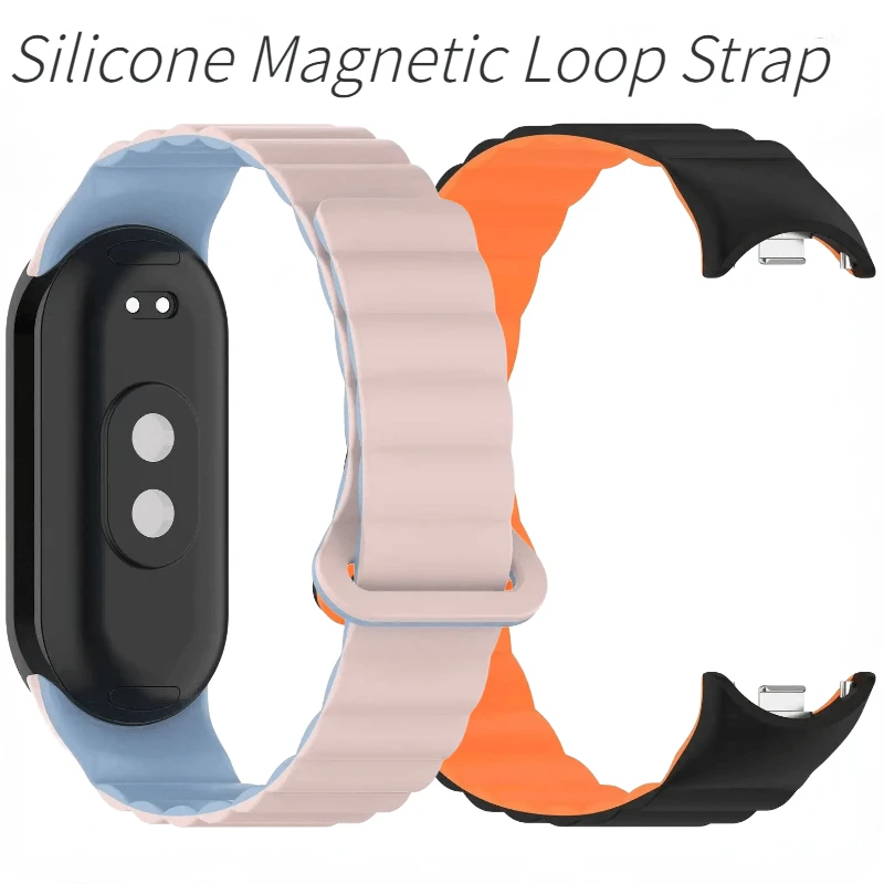 Silicone Strap For Xiao Mi Band 8/9 Magnetic loop Bracelet Double Color Wristband Belt For xiaomi MiBand 8 NFC Correa Accessorie