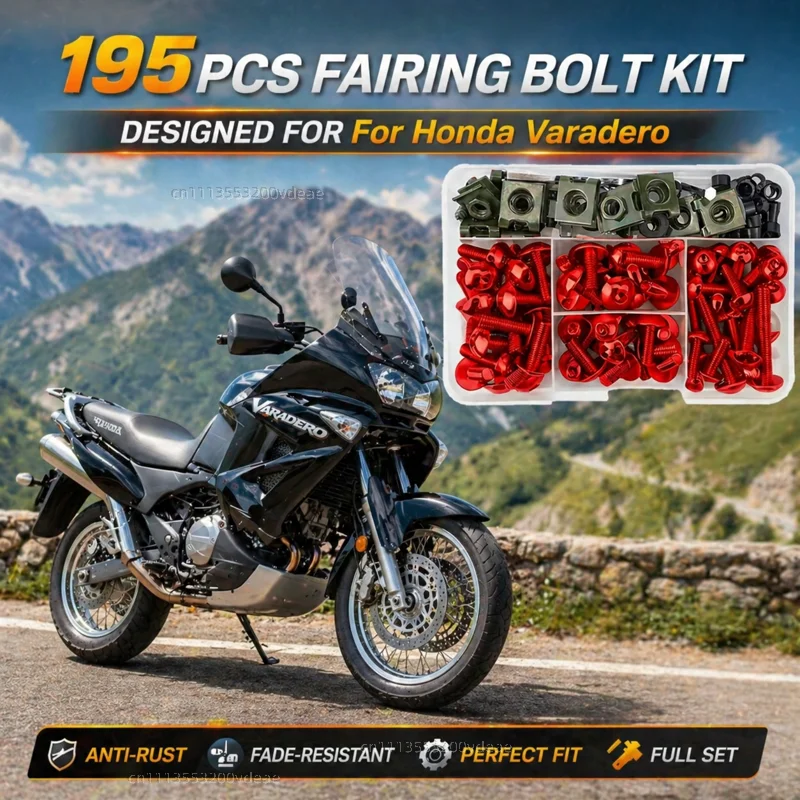 195Pcs Motorcycle Aluminum Fairing Bolt Screws Kit Nut Clips For Honda Varadero XL1000 XL 1000 125 V XL1000V XL125V XL125 CNC