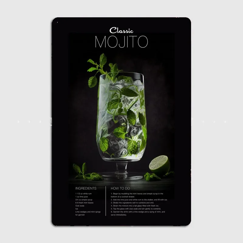 

Mojito коктейль настраиваемый кухонный постер еды металлический налет для декора стен в современный домашний барный ресторане