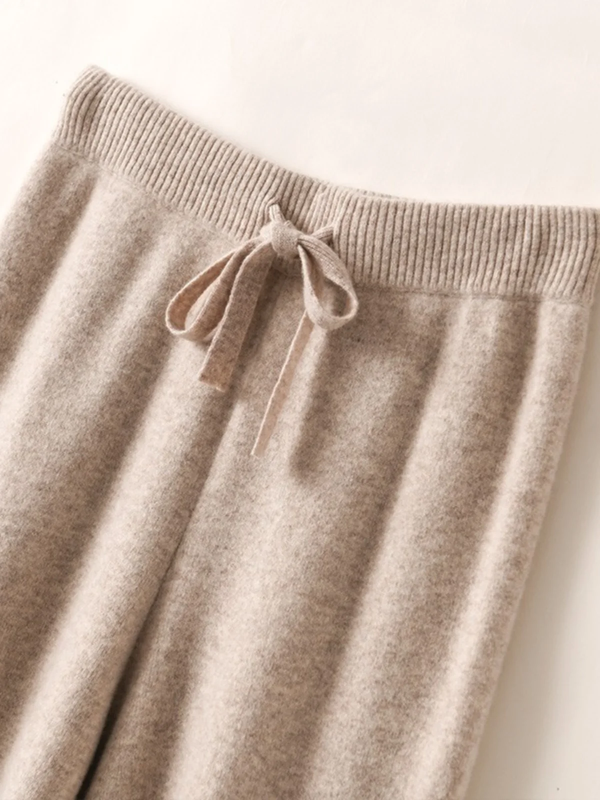 Otoño Invierno 00% lana tejida pantalones de pierna ancha mujeres sueltas cintura alta Camere pierna recta Thiened piso-longitud Casual Tro...